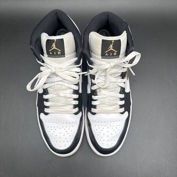 Nike Air Jordan 1 Mid Patent Black White Gold Mens 852542-007 Size 11 main image 8
